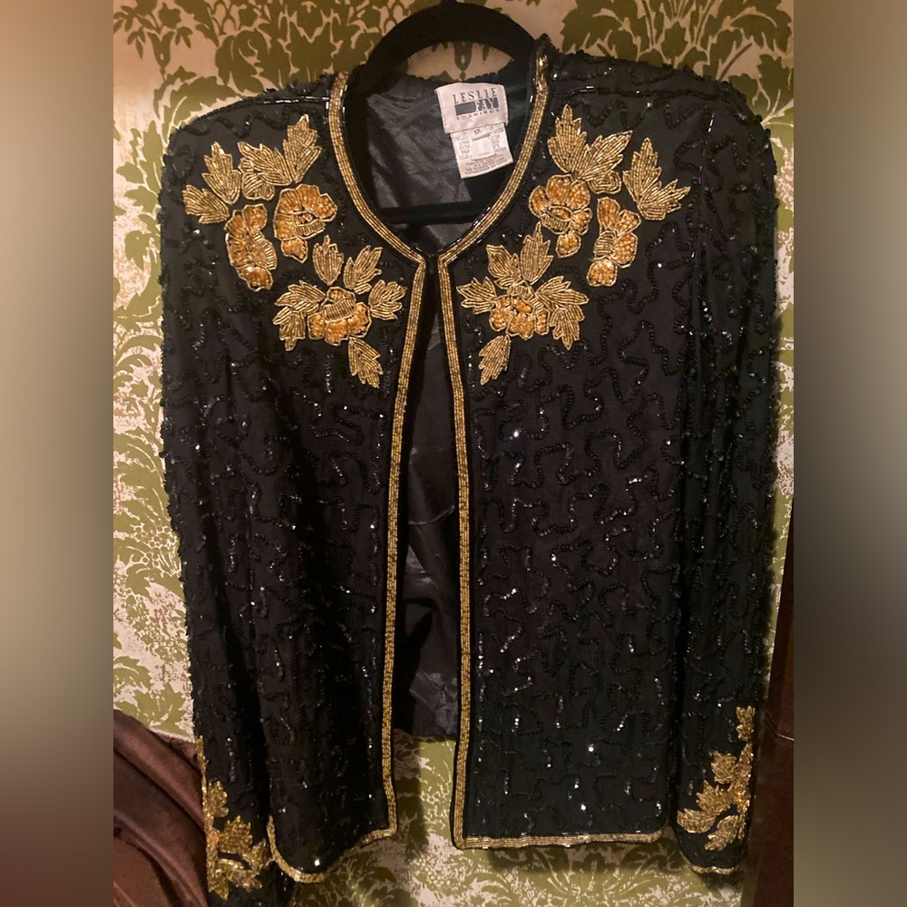 (US12) Vintage Beaded Blazer Jacket